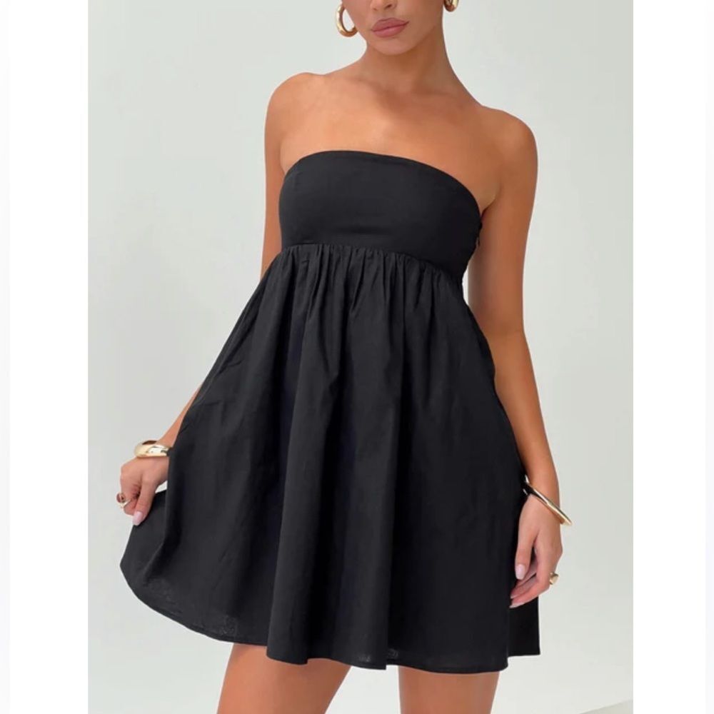 Princess Polly Osment Strapless Black Mini Dress New!